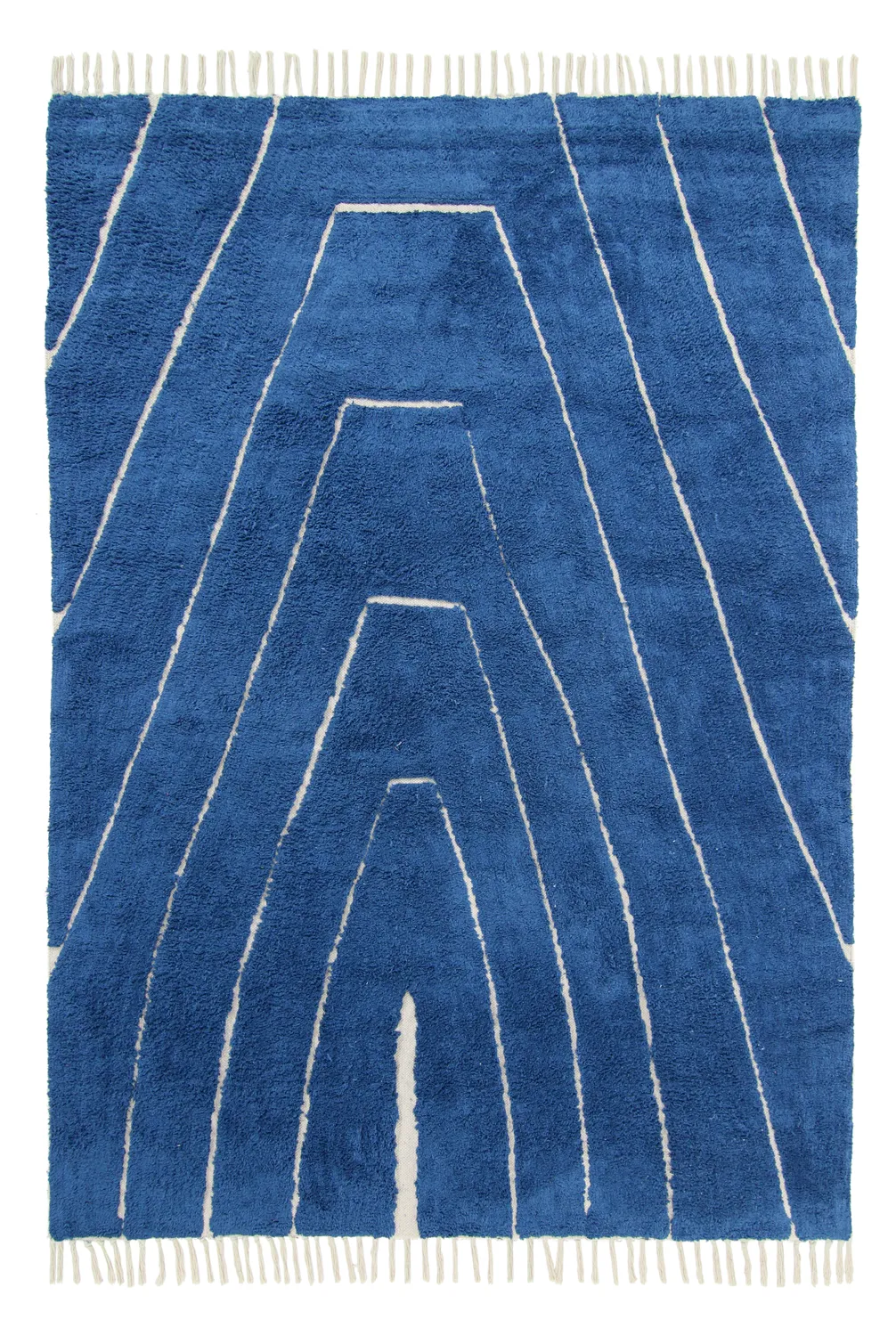 Alfombras de pelo largo - Sivia Natural Cotton Shaggy (azul)