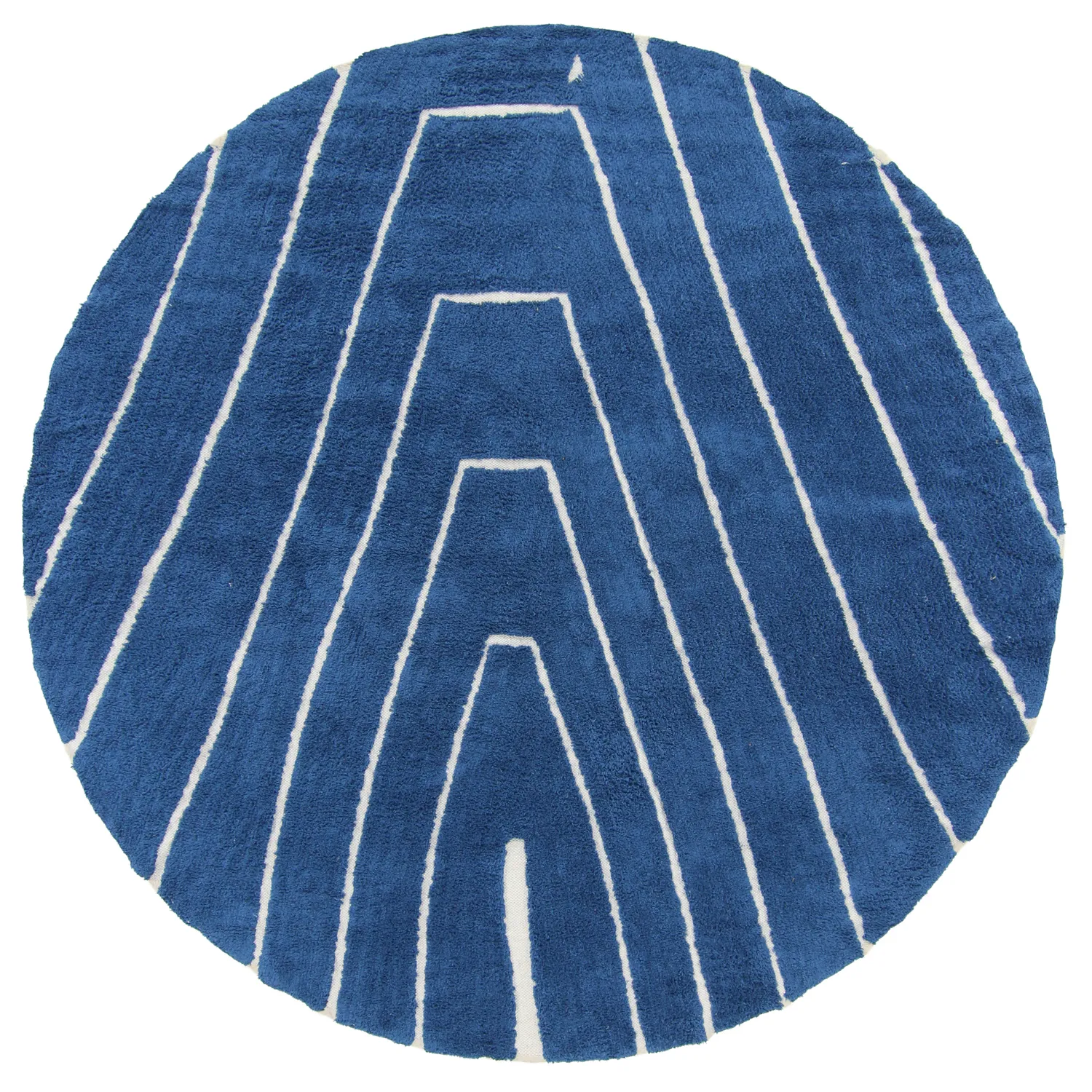 Alfombras redondeadas - Sivia Natural Cotton Shaggy (azul)