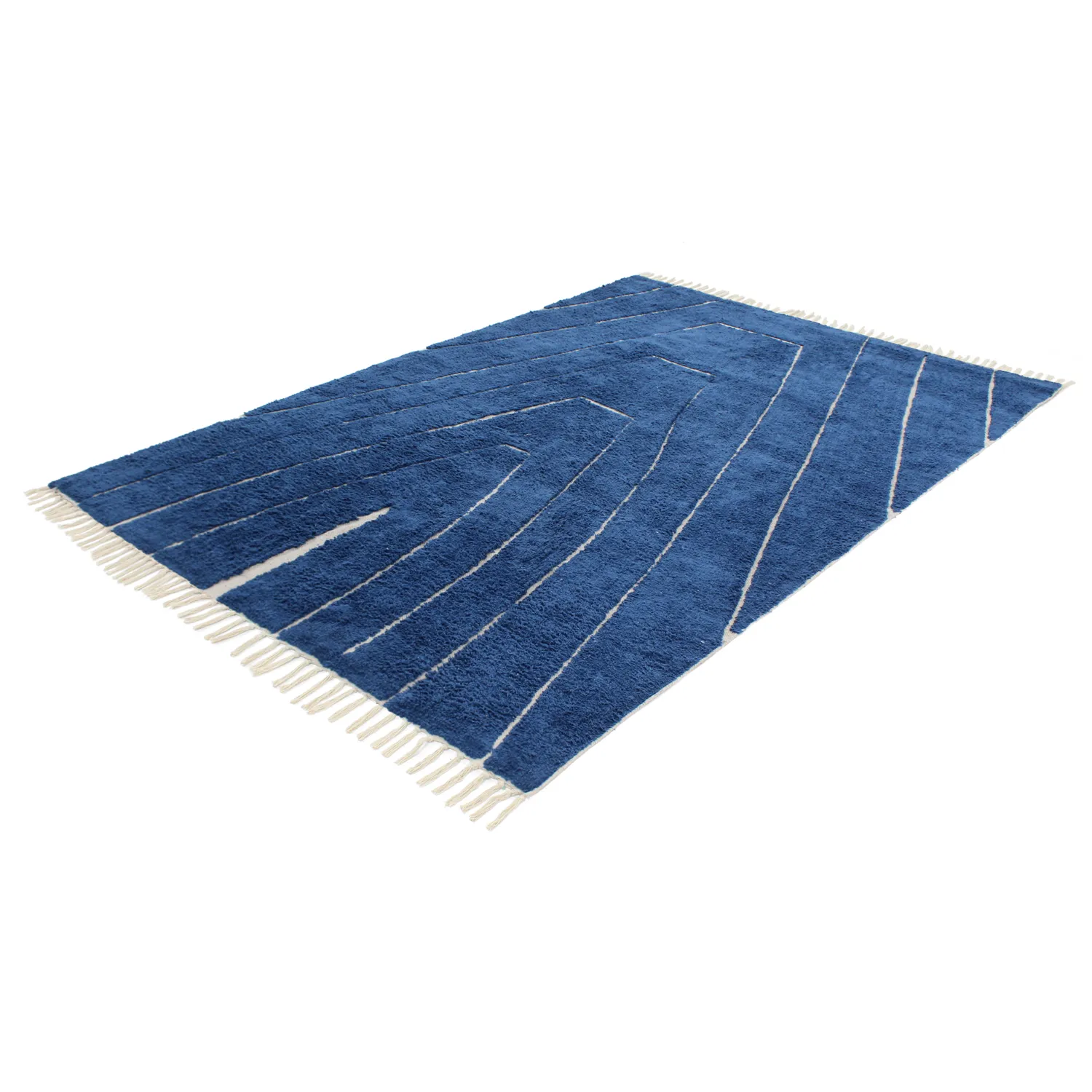 Alfombras de pelo largo - Sivia Natural Cotton Shaggy (azul)