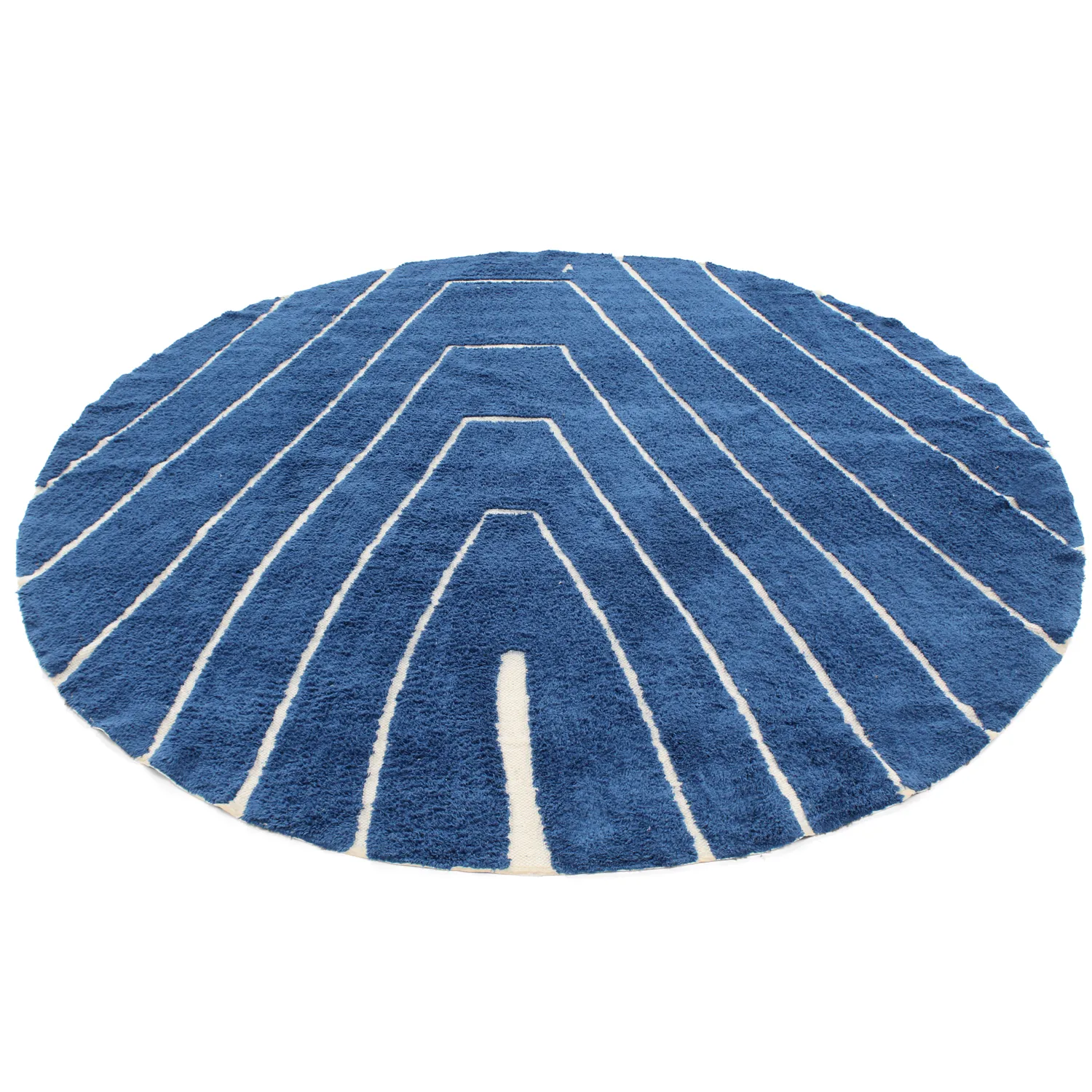 Alfombras redondeadas - Sivia Natural Cotton Shaggy (azul)