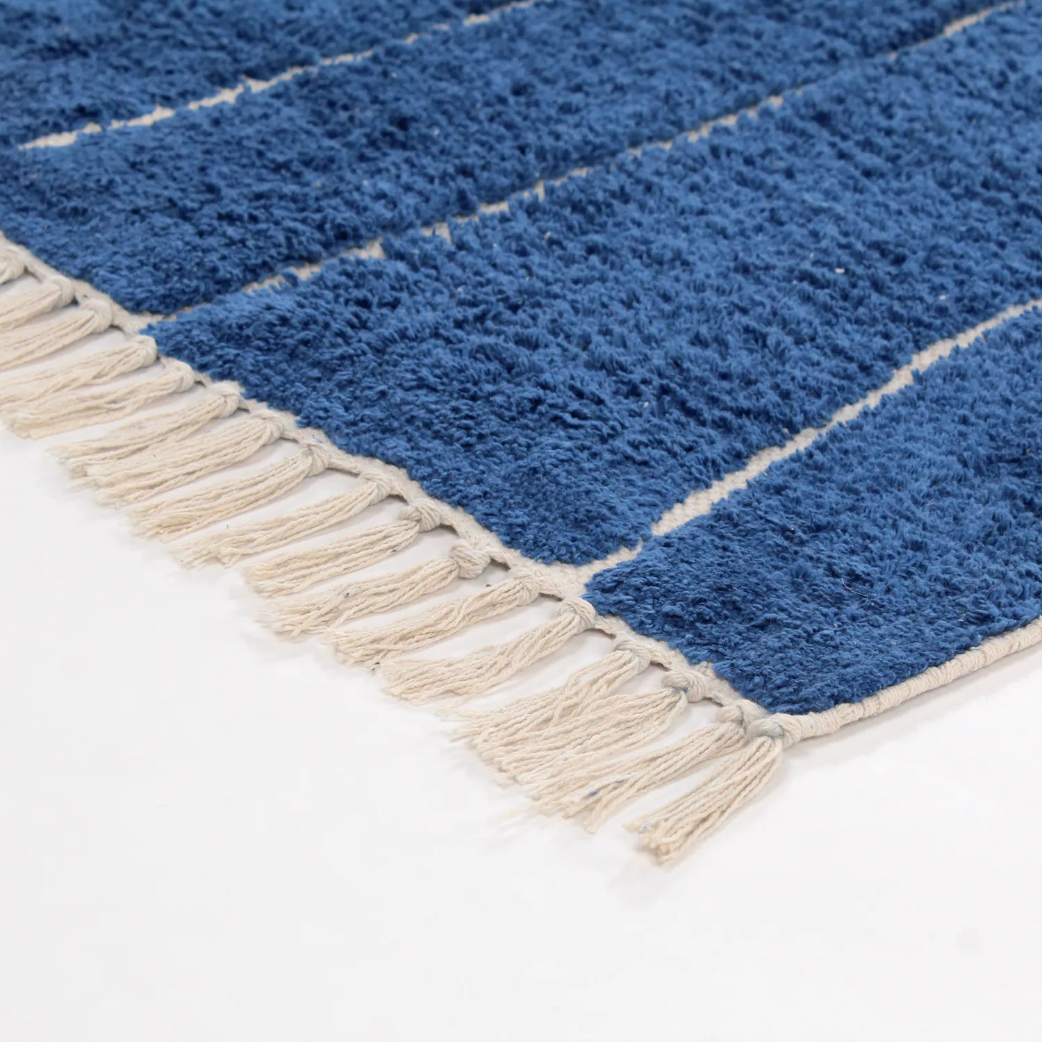 Alfombras de pelo largo - Sivia Natural Cotton Shaggy (azul)