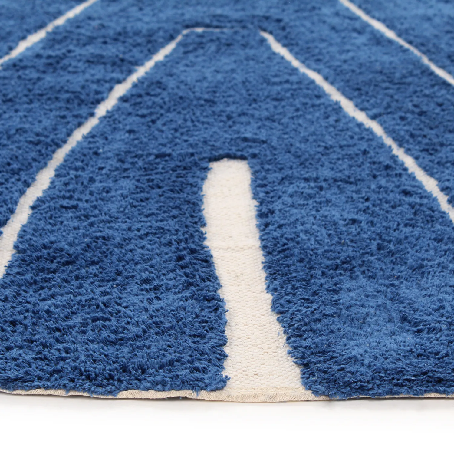Alfombras redondeadas - Sivia Natural Cotton Shaggy (azul)