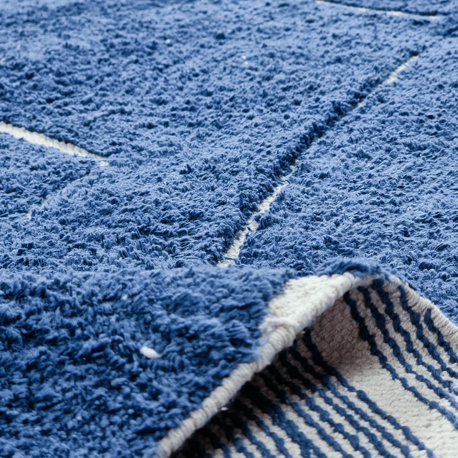 Alfombras redondeadas - Sivia Natural Cotton Shaggy (azul)