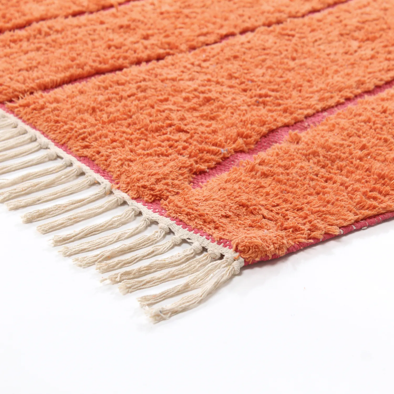 Alfombras de pelo largo - Sivia Natural Cotton Shaggy (roja/naranja)