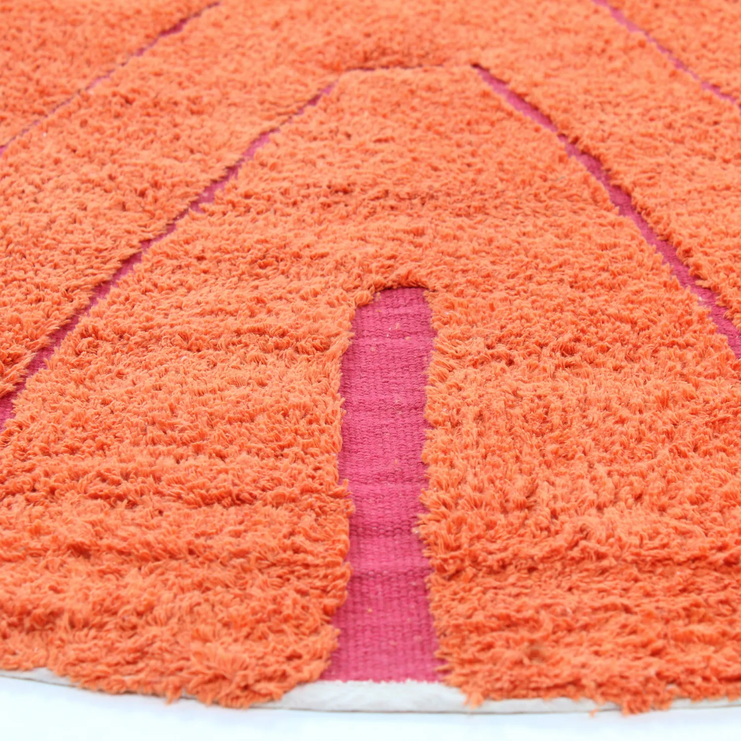 Alfombras redondeadas - Sivia Natural Cotton Shaggy (roja/naranja)