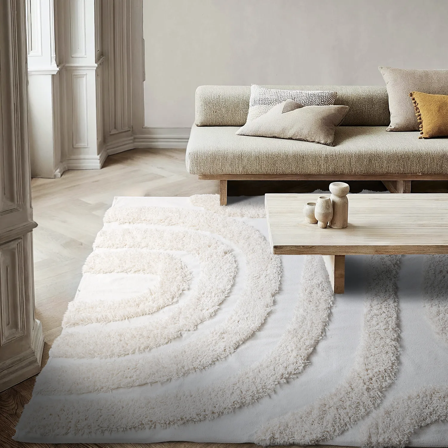 Alfombras de pelo largo - Sivota Natural Cotton Shaggy (blanquecino)