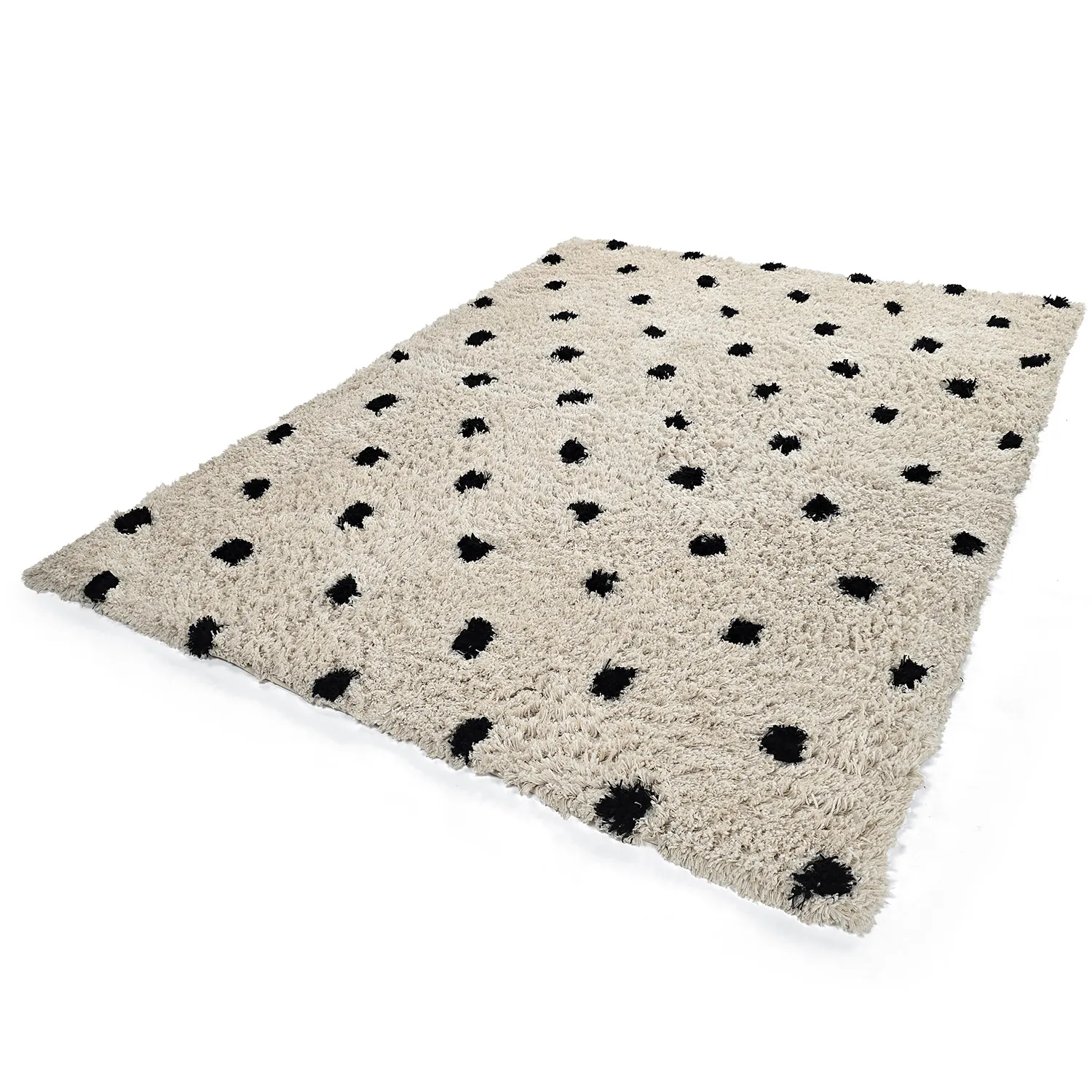 Alfombras de pelo largo - Soria Natural Cotton Shaggy (blanco roto/negro)