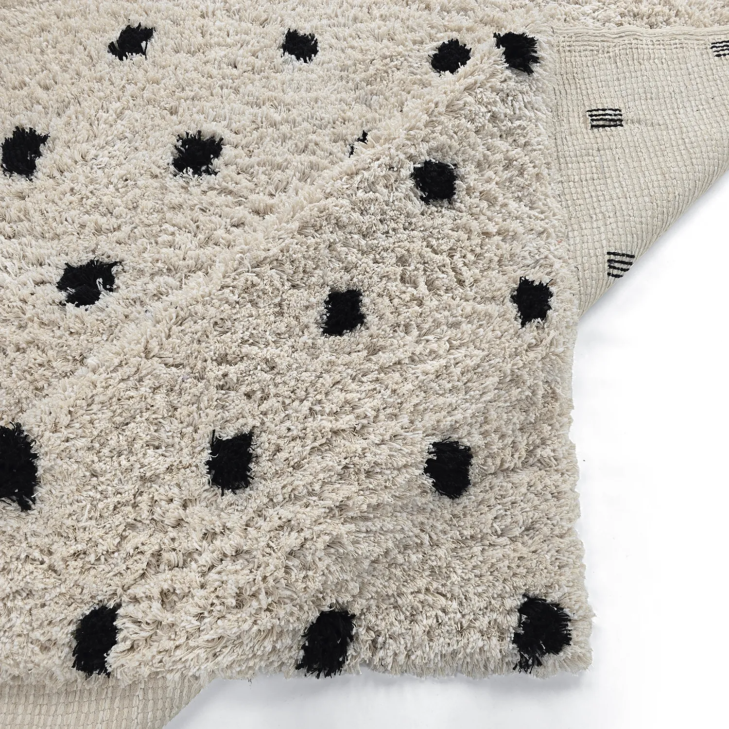 Alfombras de pelo largo - Soria Natural Cotton Shaggy (blanco roto/negro)