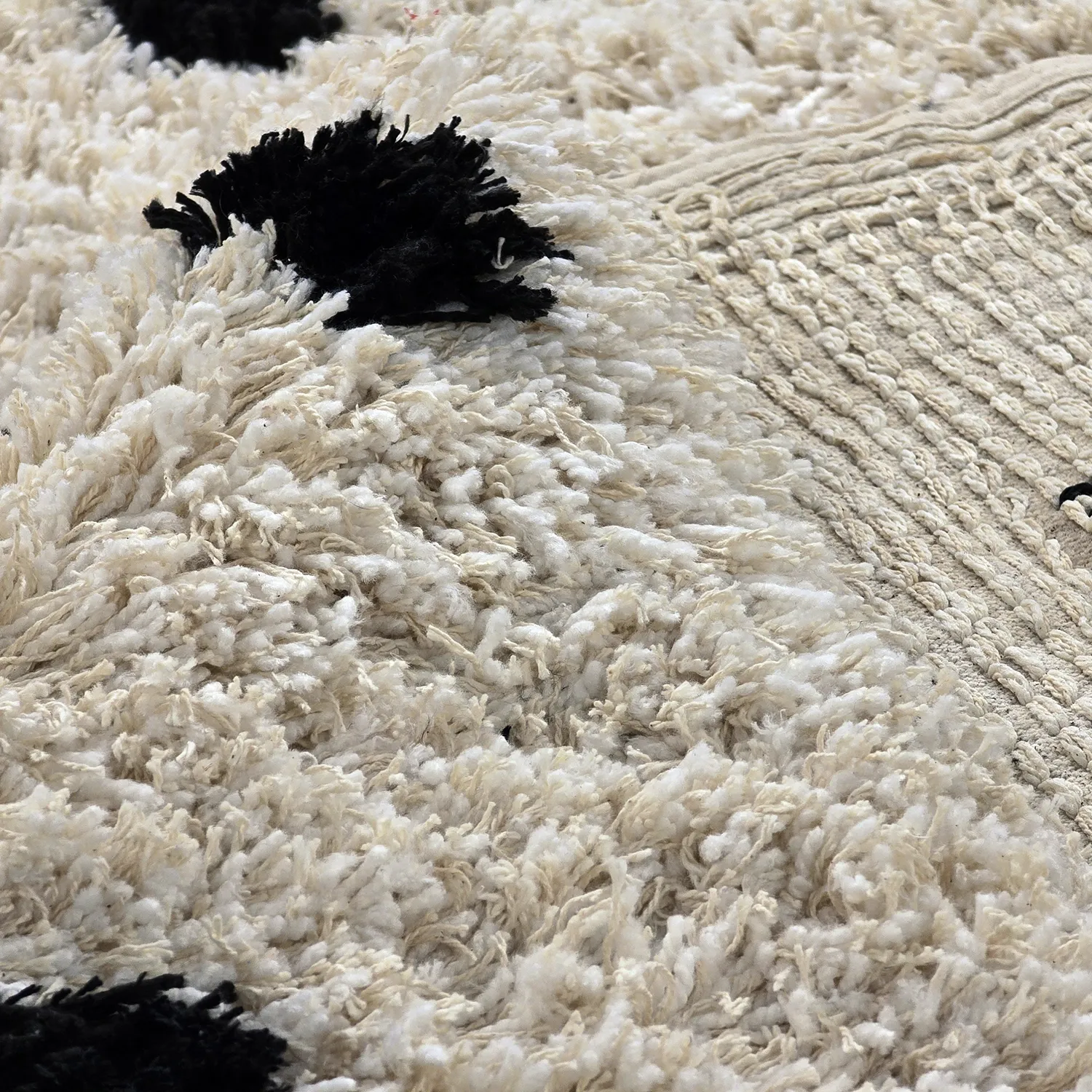 Alfombras de pelo largo - Soria Natural Cotton Shaggy (blanco roto/negro)