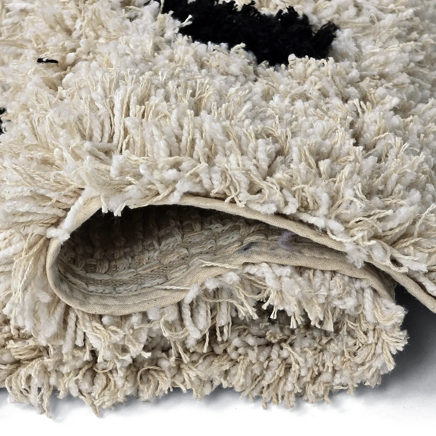 Alfombras de pelo largo - Soria Natural Cotton Shaggy (blanco roto/negro)