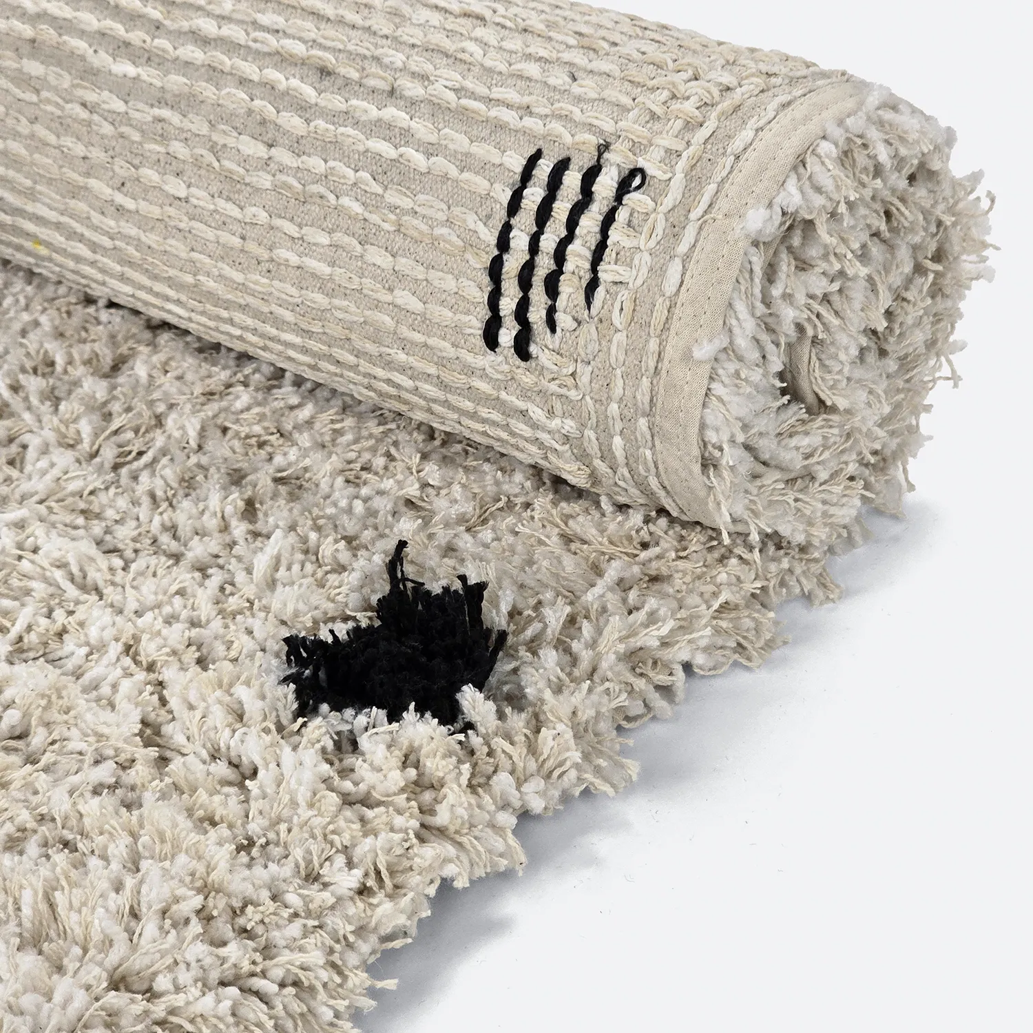Alfombras de pelo largo - Soria Natural Cotton Shaggy (blanco roto/negro)
