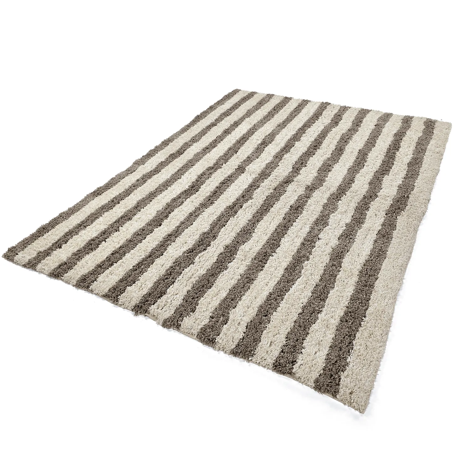 Alfombras de pelo largo - Thira Stripe Cotton Shaggy (crema/taupe)