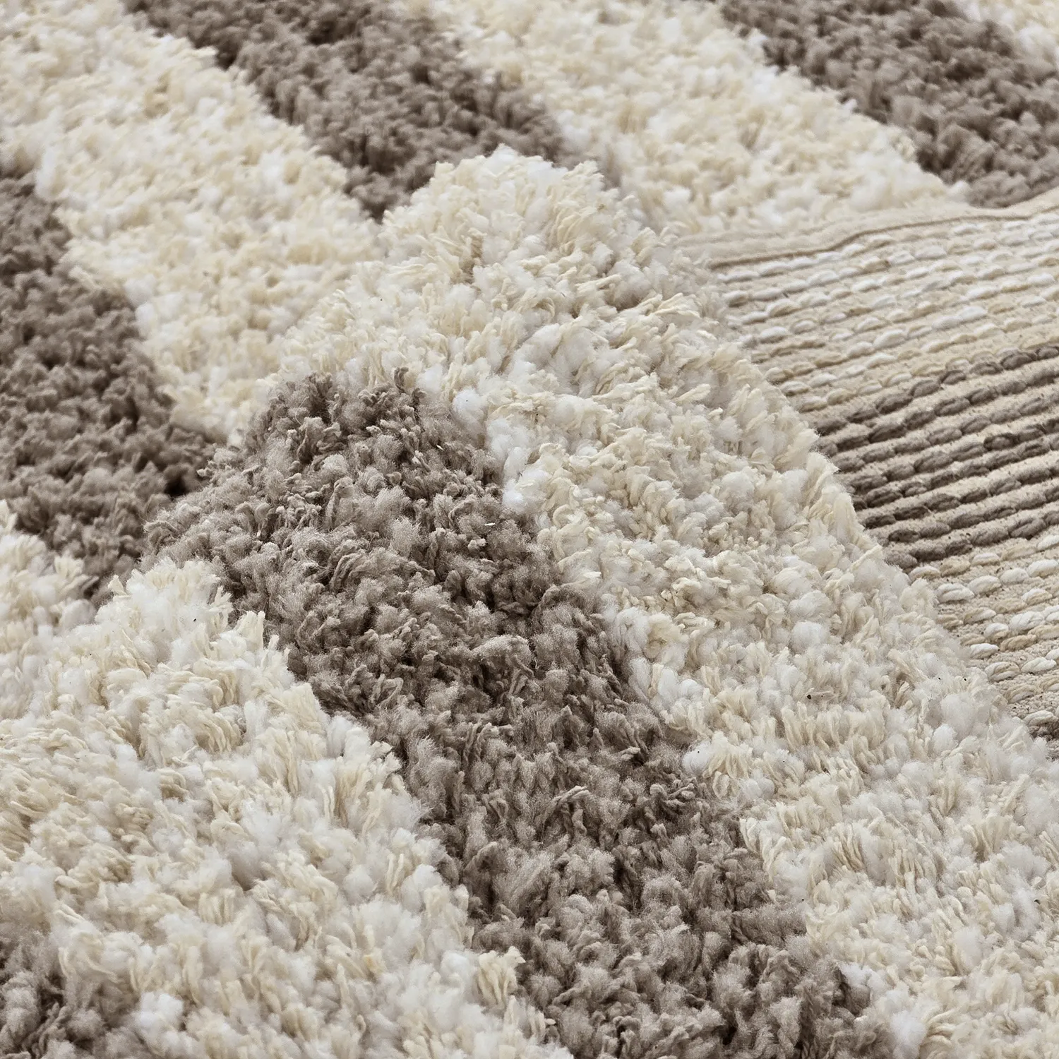 Alfombras de pelo largo - Thira Stripe Cotton Shaggy (crema/taupe)