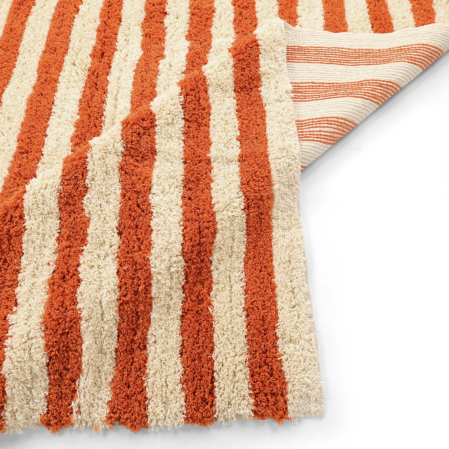 Alfombras de pelo largo - Thira Stripe Cotton Shaggy (amarillo claro/naranja claro)