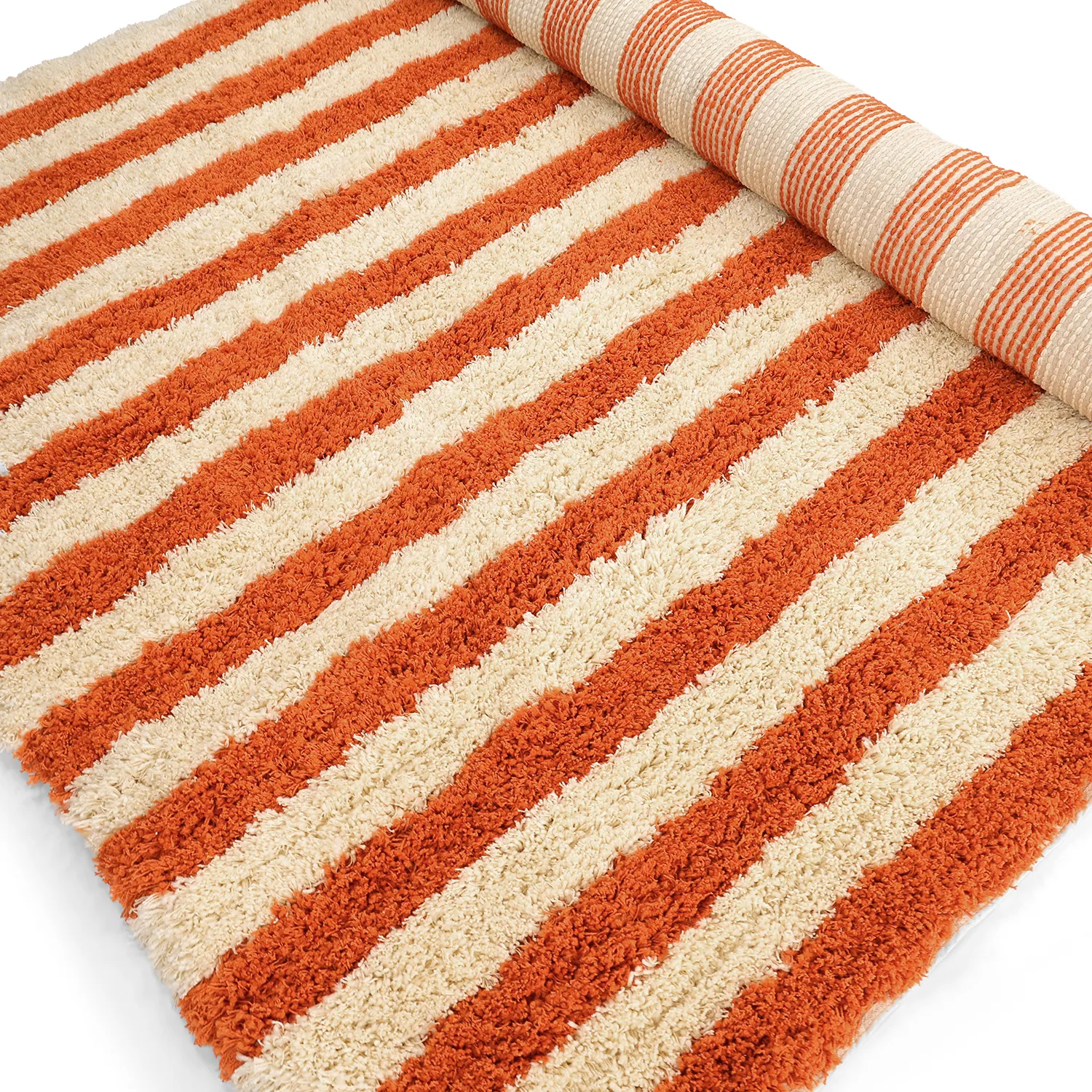Alfombras de pelo largo - Thira Stripe Cotton Shaggy (amarillo claro/naranja claro)