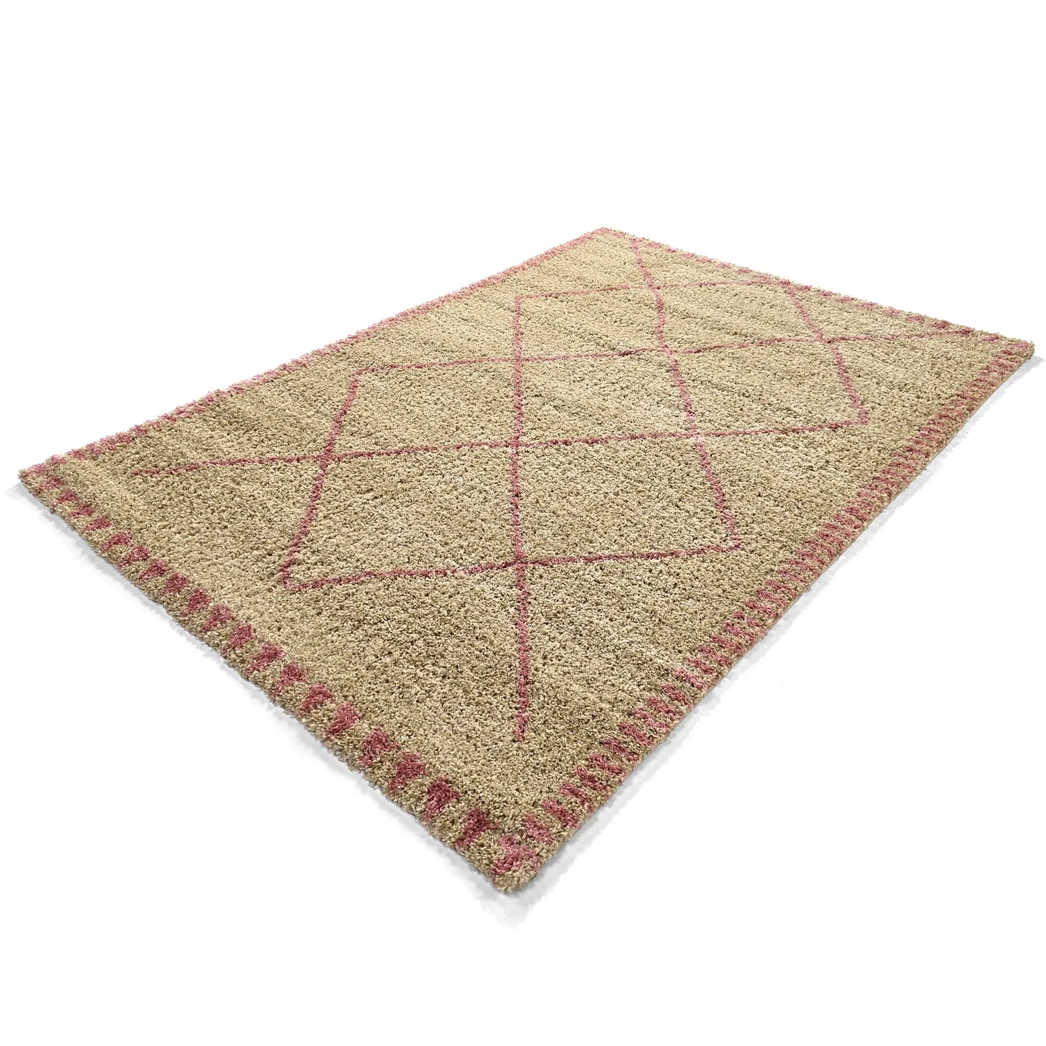 Alfombras de pelo largo - Tiznit (beige/rosa)