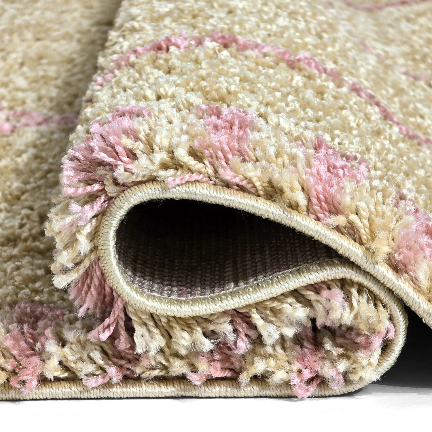 Alfombras de pelo largo - Tiznit (beige/rosa)