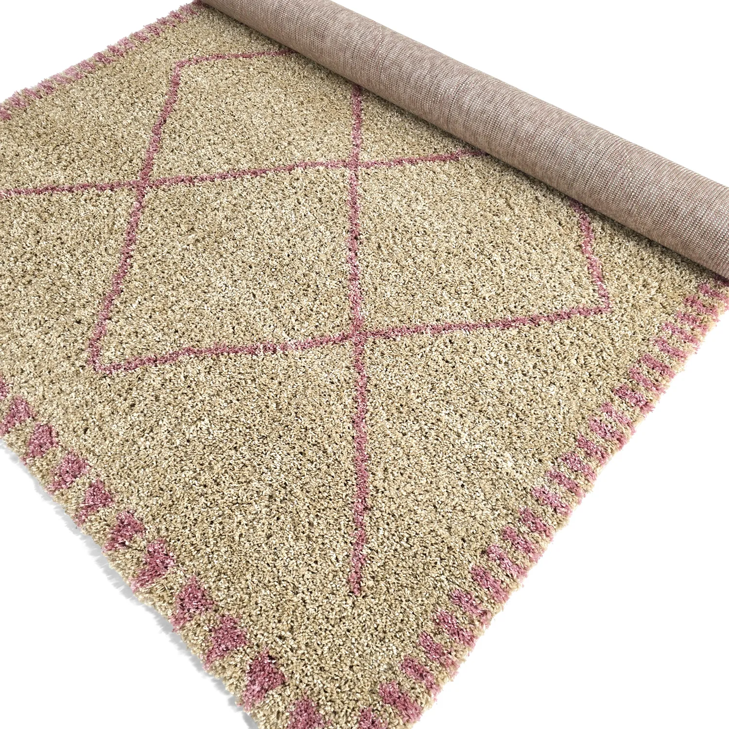 Alfombras de pelo largo - Tiznit (beige/rosa)