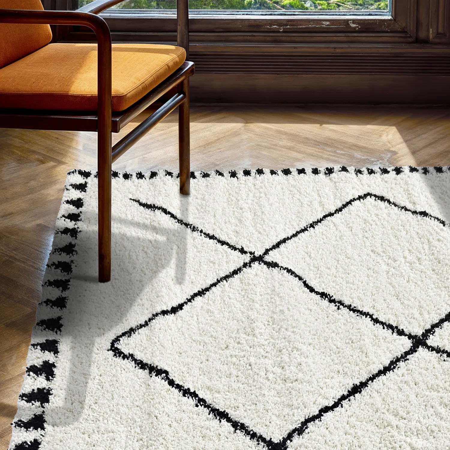 Alfombras de pelo largo - Tiznit (blanco/negro)