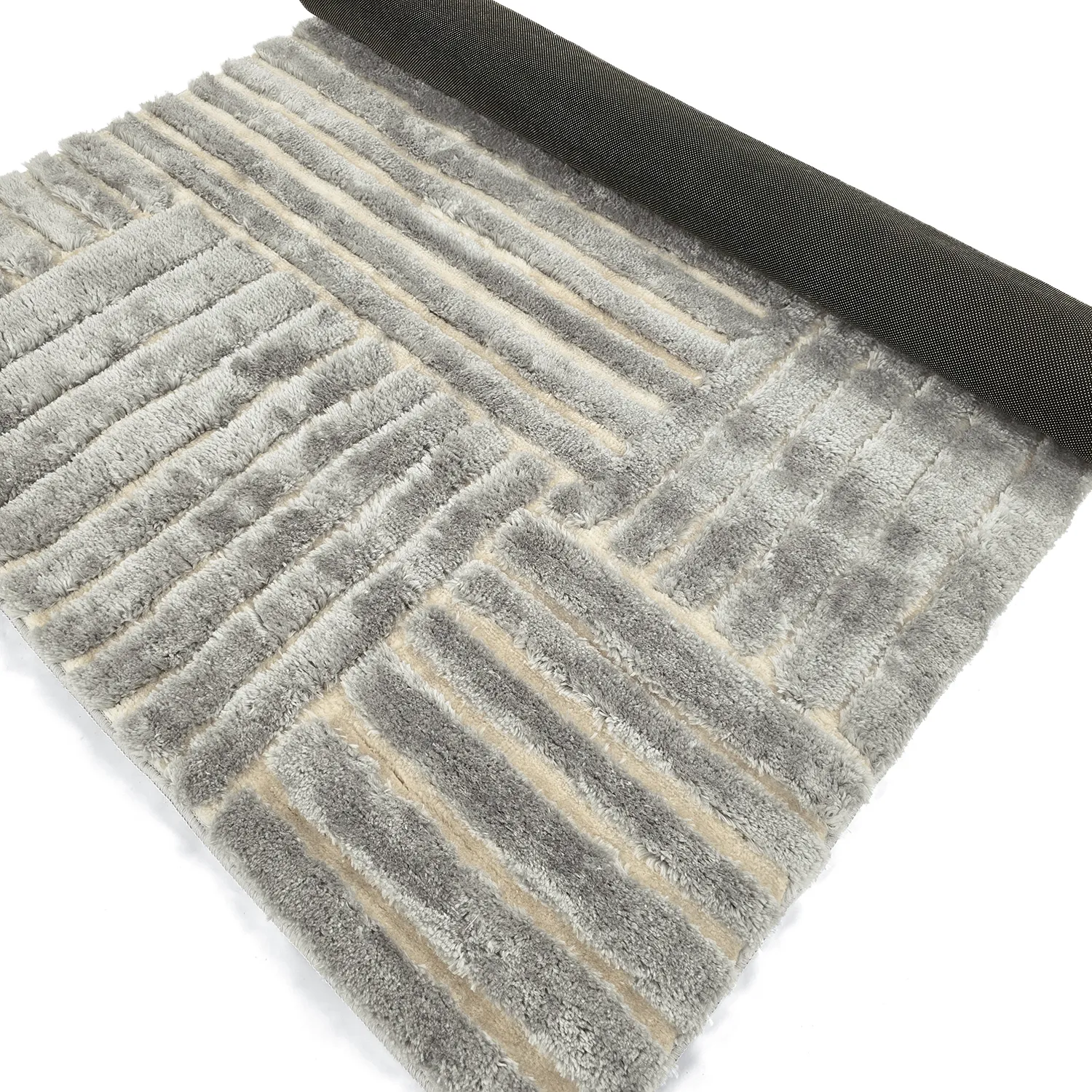 Alfombras de pelo largo - Tyros (crema/gris)