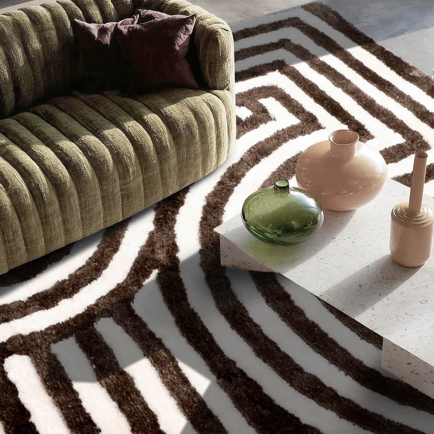 Alfombras de pelo largo - Volos (crema/marrón)
