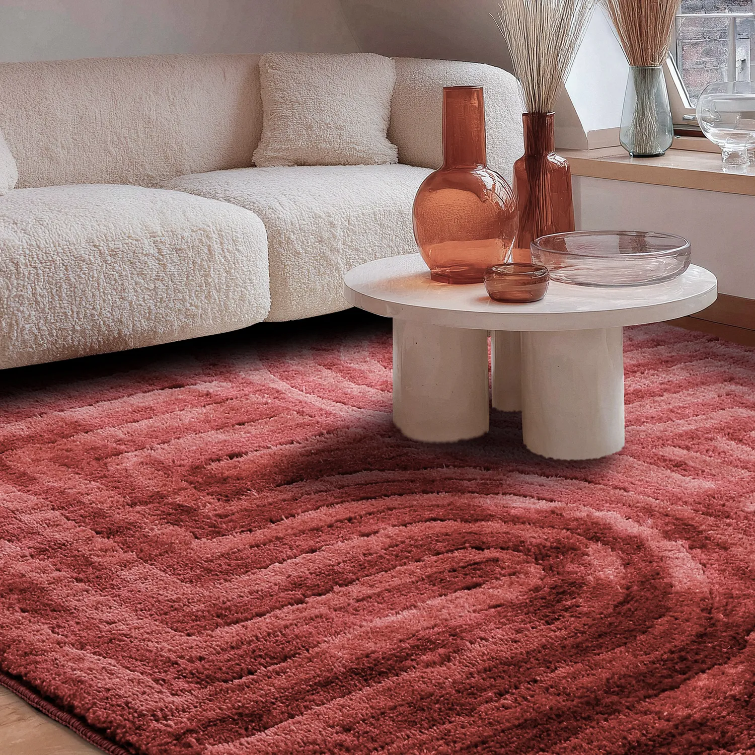 Alfombras de pelo largo - Volos (rojo/rosa)