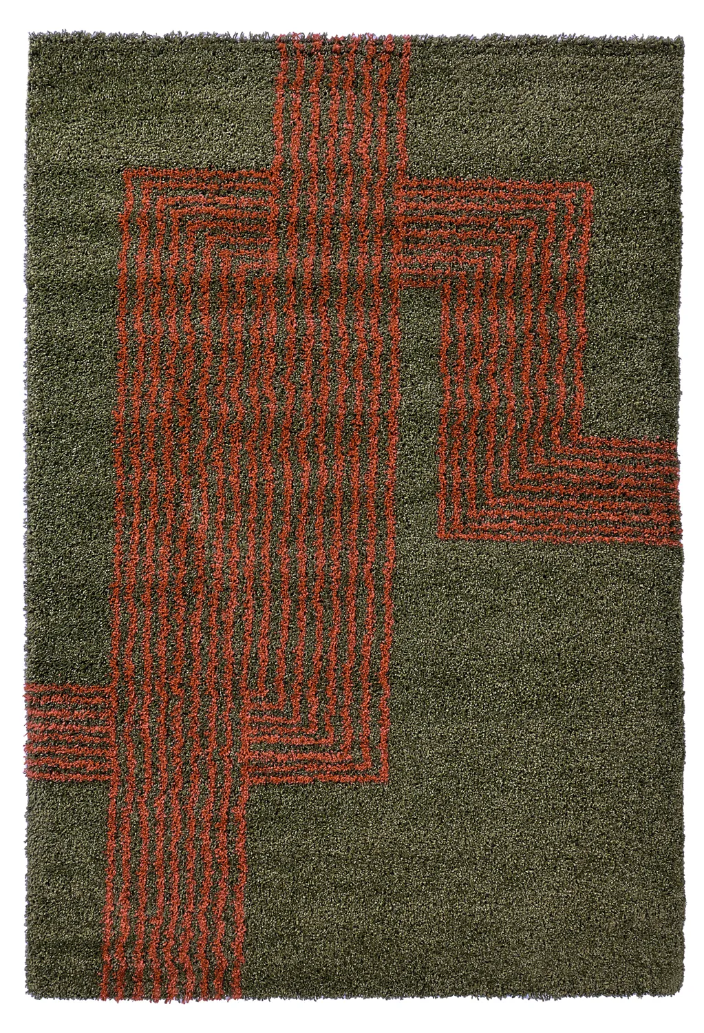 Alfombras de pelo largo - Zagora (verde/naranja)