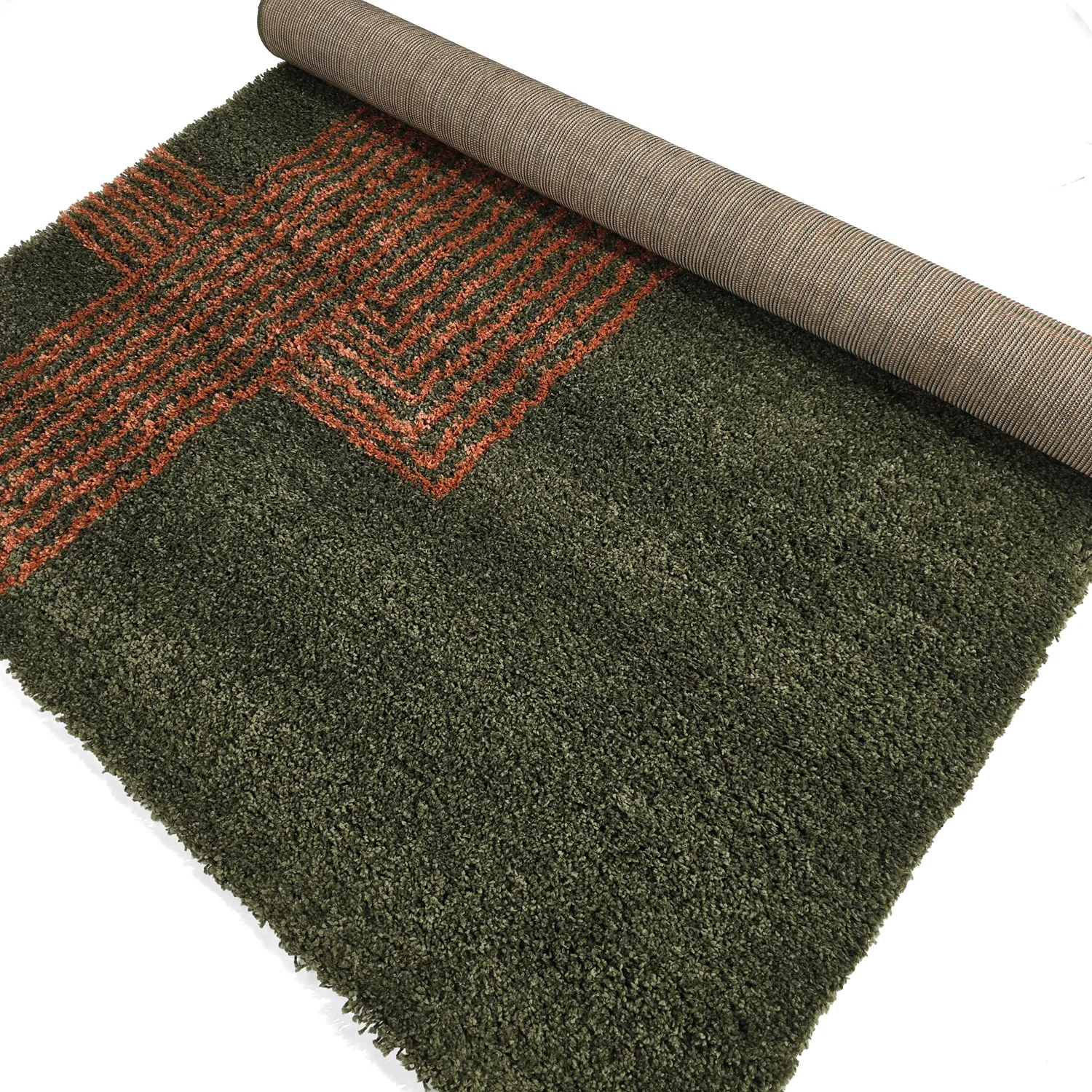 Alfombras de pelo largo - Zagora (verde/naranja)