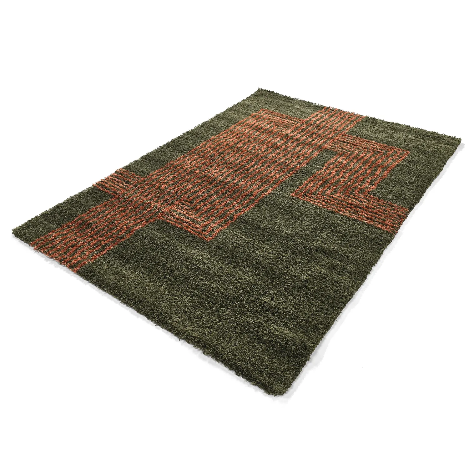 Alfombras de pelo largo - Zagora (verde/naranja)