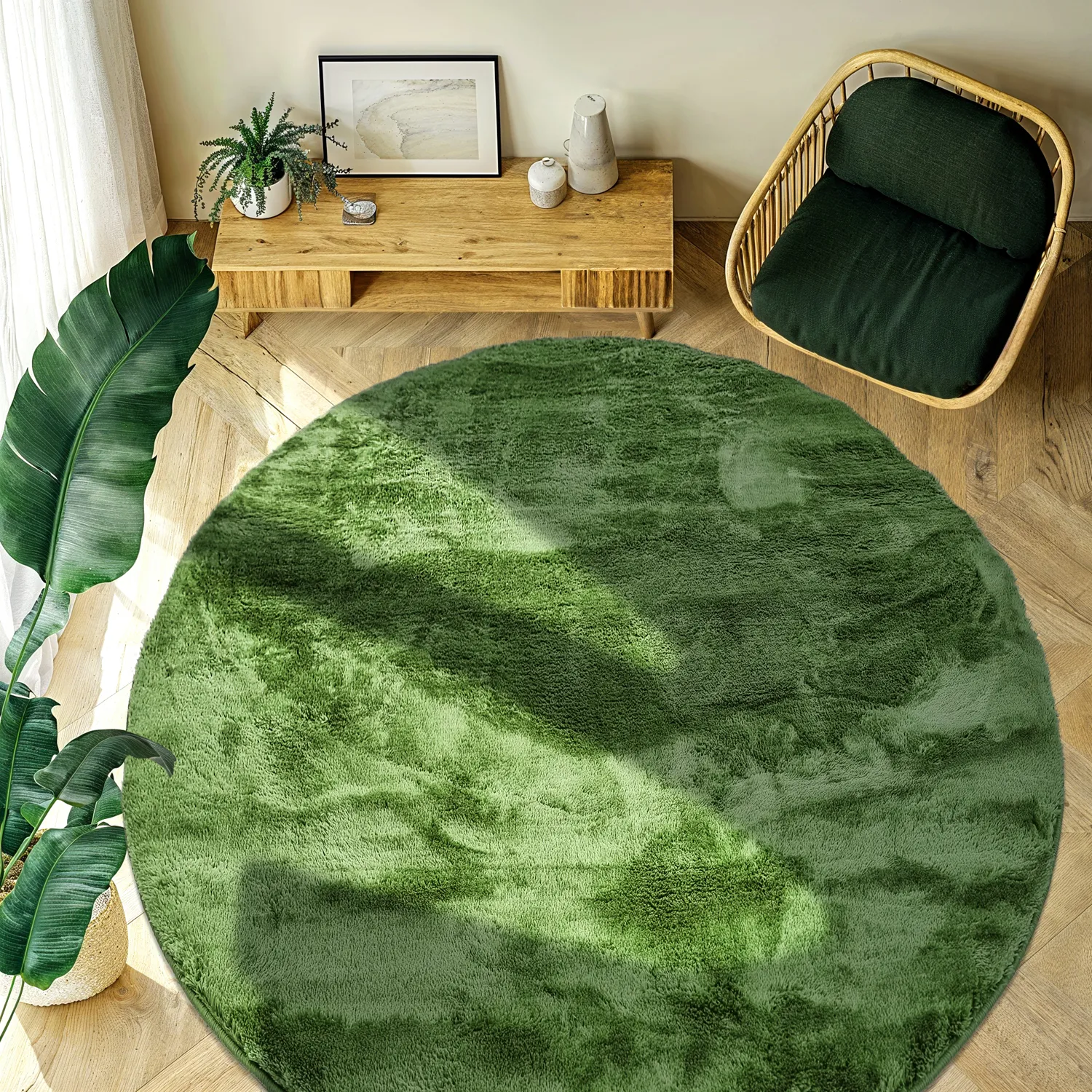 Alfombras redondeadas - Aranga Super Soft Fur (verde oliva)