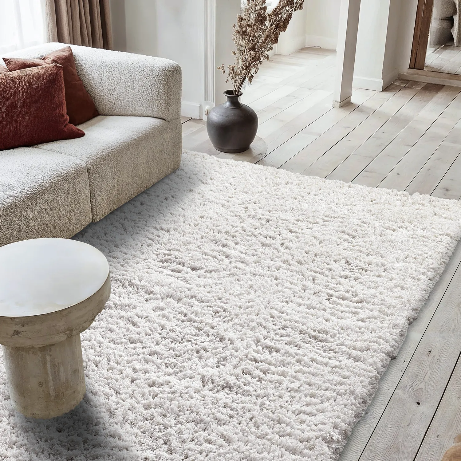 Alfombras de pelo largo - Combarro Solid Cotton Shaggy (crema)