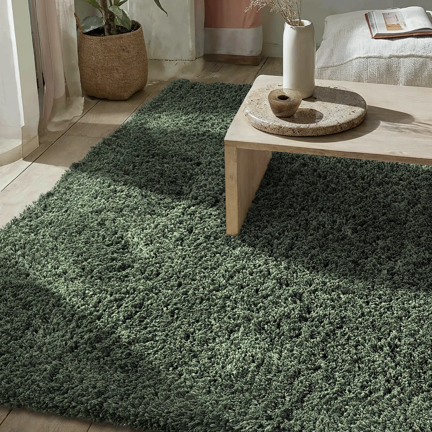 Alfombras de pelo largo - Combarro Solid Cotton Shaggy (verde)