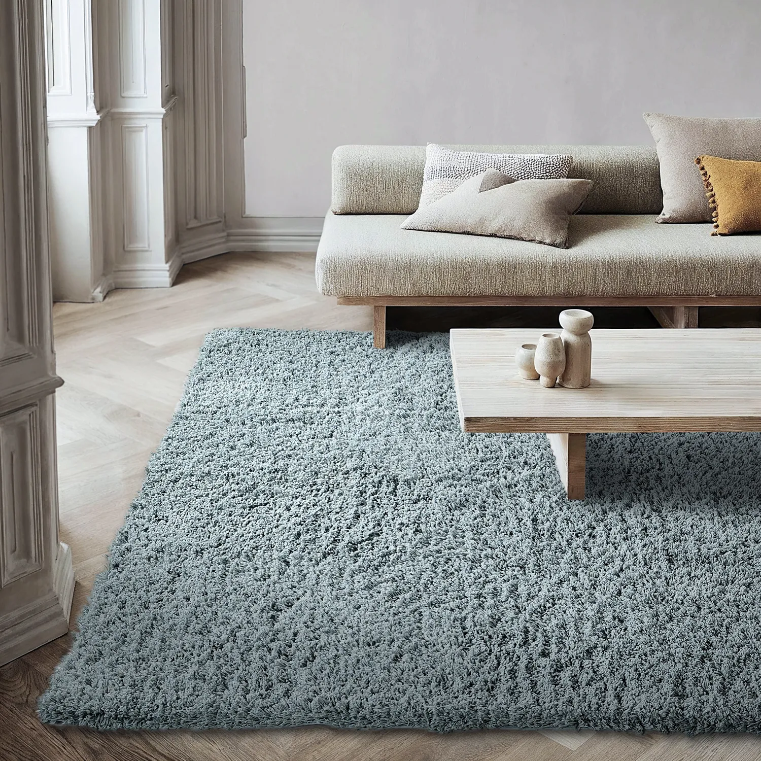 Alfombras de pelo largo - Combarro Solid Cotton Shaggy (azul claro)