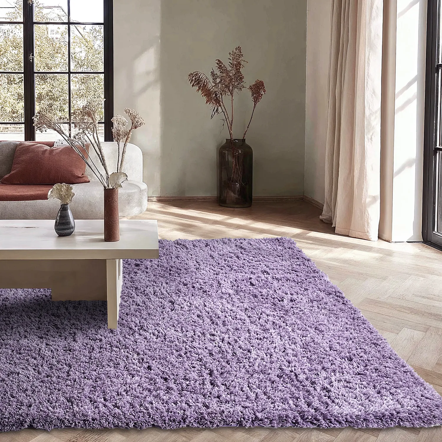 Alfombras de pelo largo - Combarro Solid Cotton Shaggy (violeta claro)