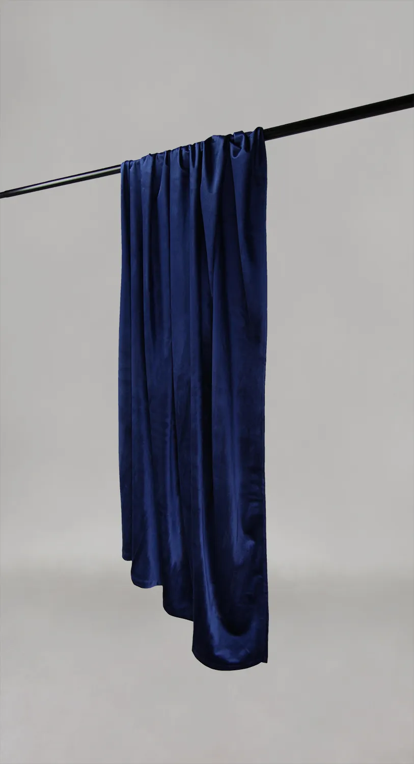 Cortinas - Cortinas de terciopelo Marlyn (azul oscuro)