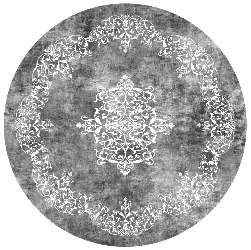 Alfombras redondeadas - Santi (gris oscuro/blanco)