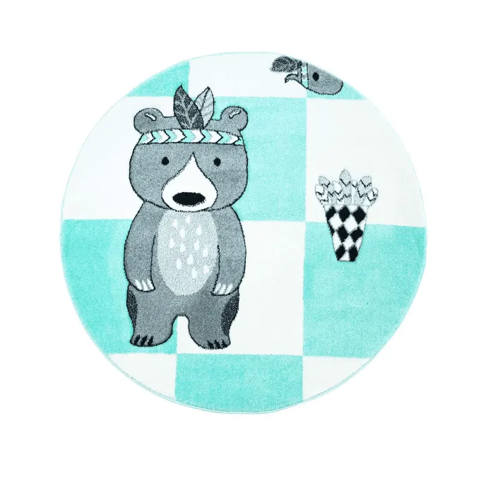 Alfombra infantil - Bueno Indian Bear Rund (turquesa)