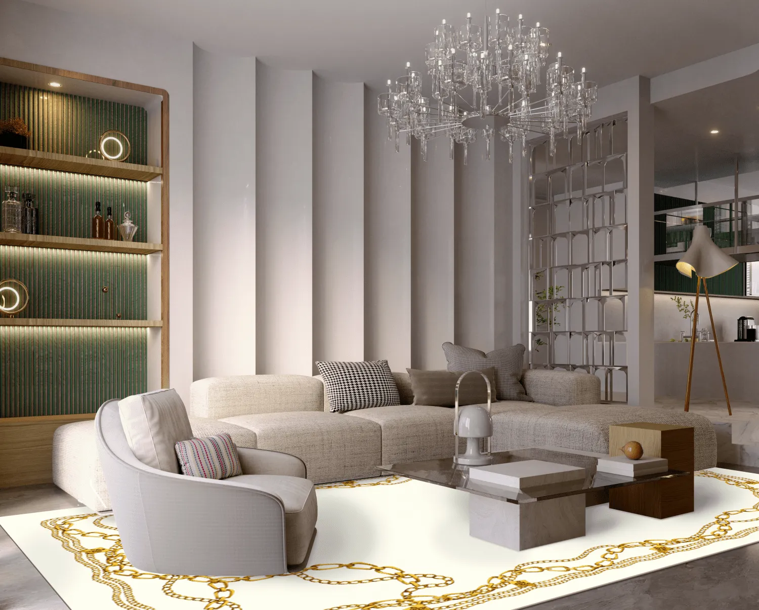 Alfombra Wilton - Silea (blanco/dorado)