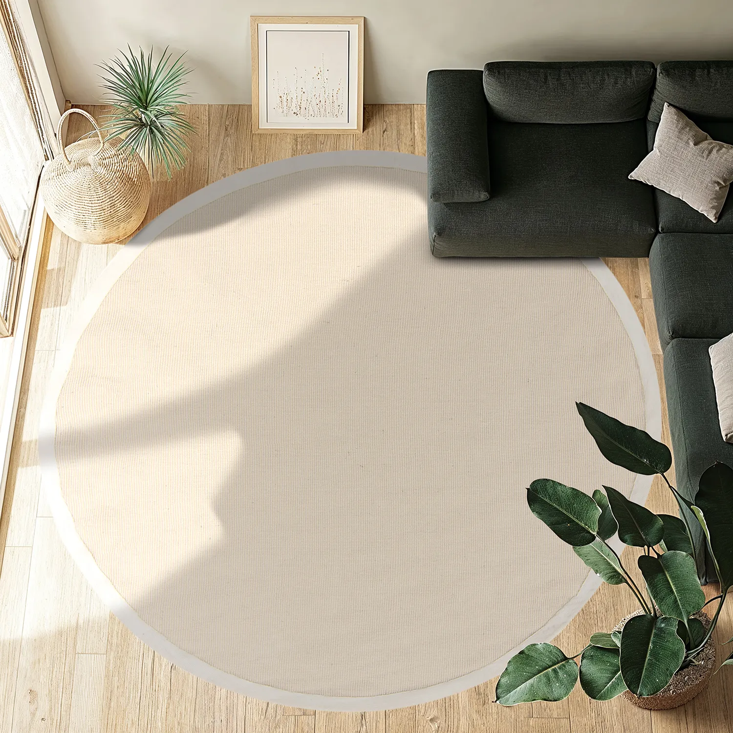 Alfombras redondeadas (sisal) - Agave (naturaleza blanca)