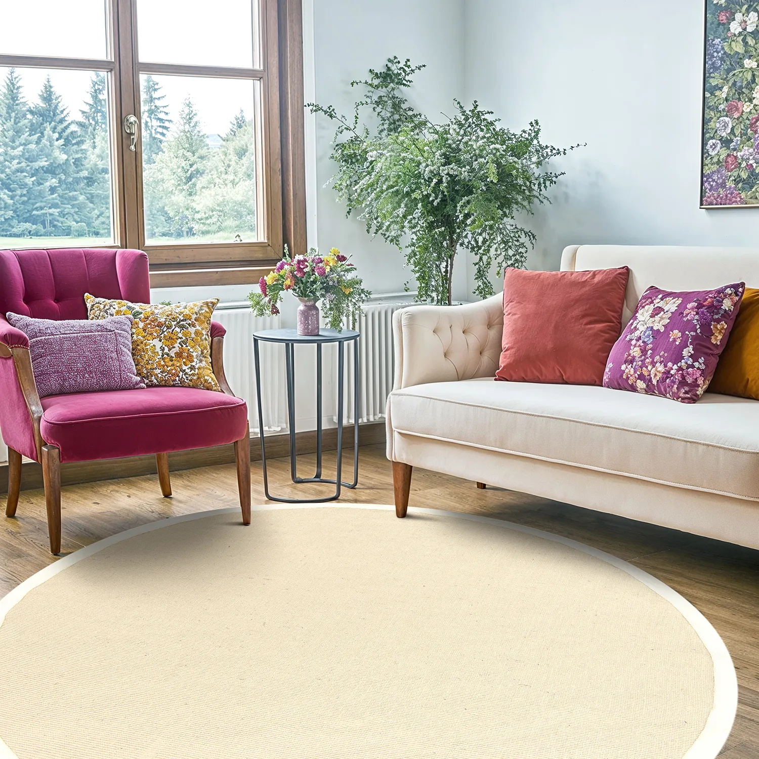 Alfombras redondeadas (sisal) - Agave (marfil)