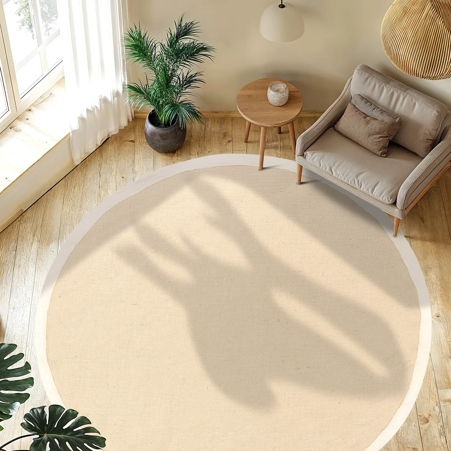 Alfombras redondeadas (sisal) - Agave (marfil)
