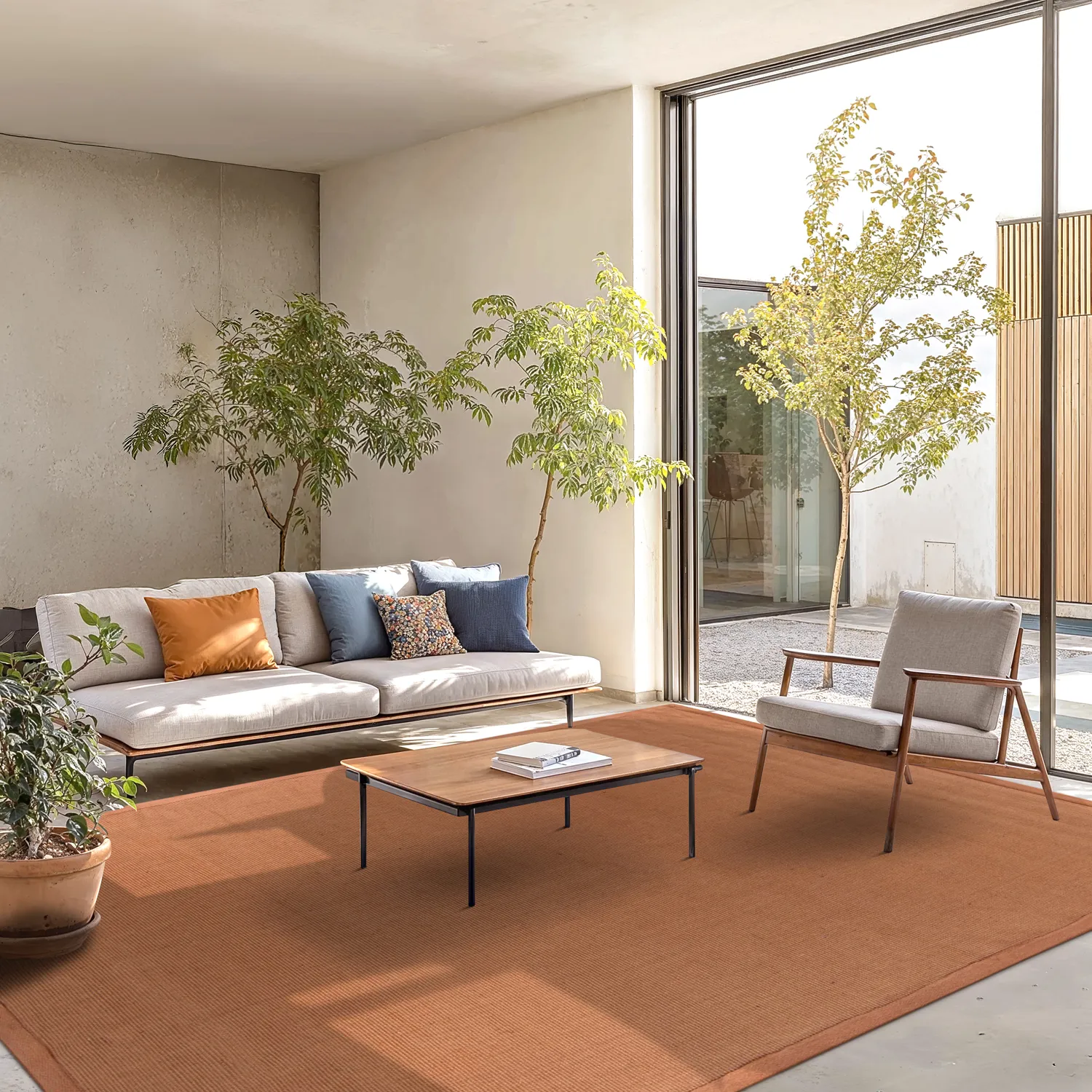 Alfombra de sisal - Agave (marron-naranja)