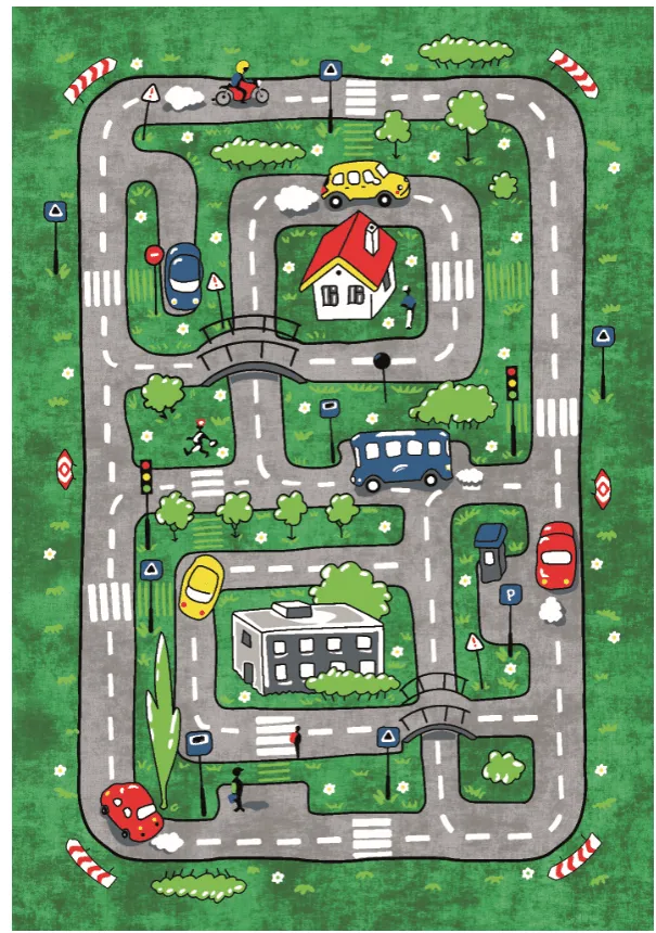 Alfombra infantil - Village Road (verde)