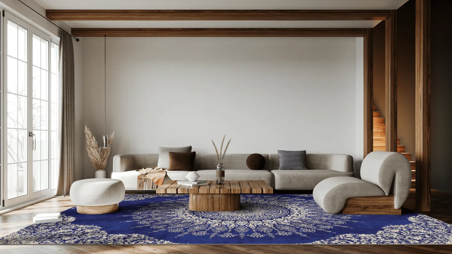 Alfombra Wilton - Sandrigo (azul/beige)