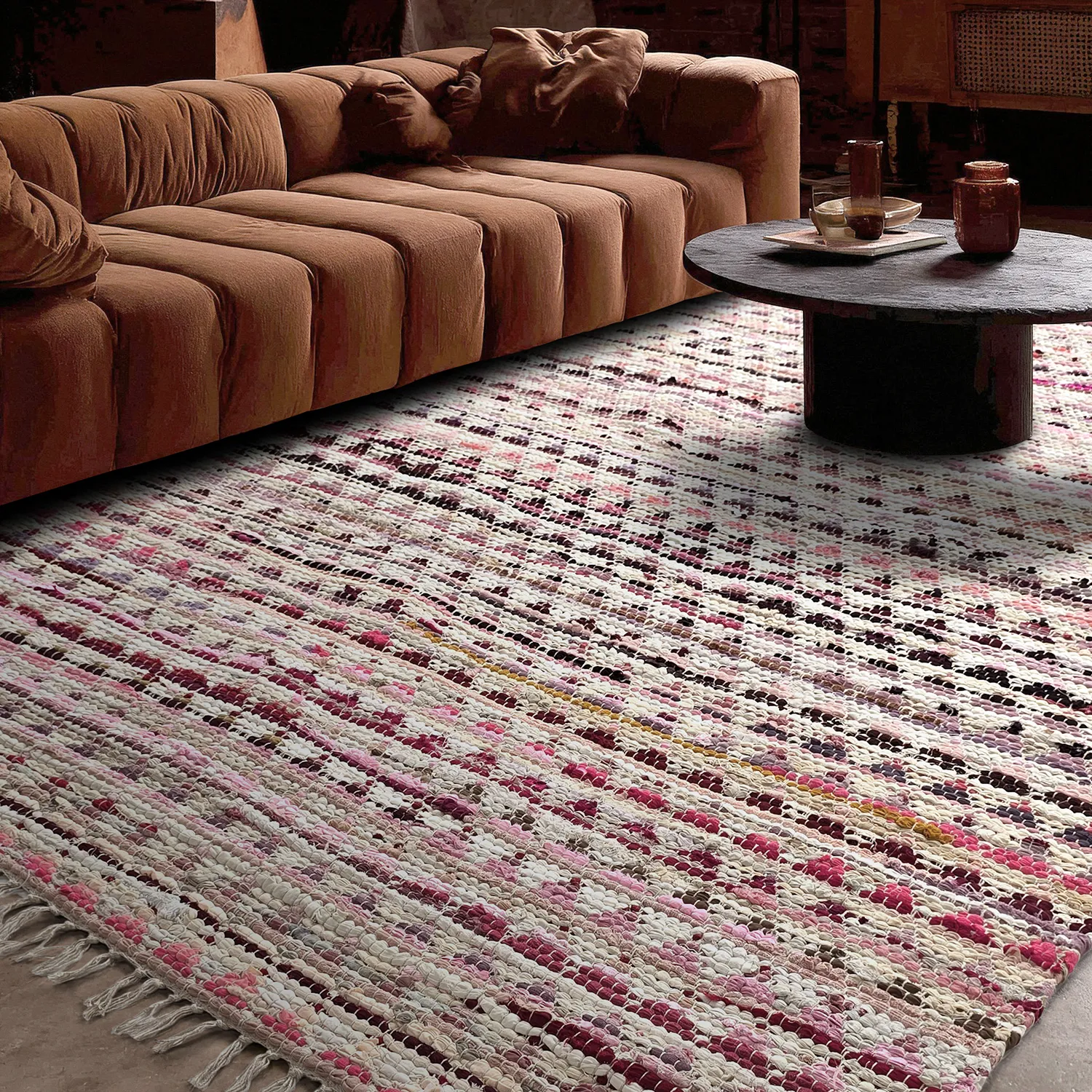 Alfombra de trapo - Lindby (rosa/multicolor)