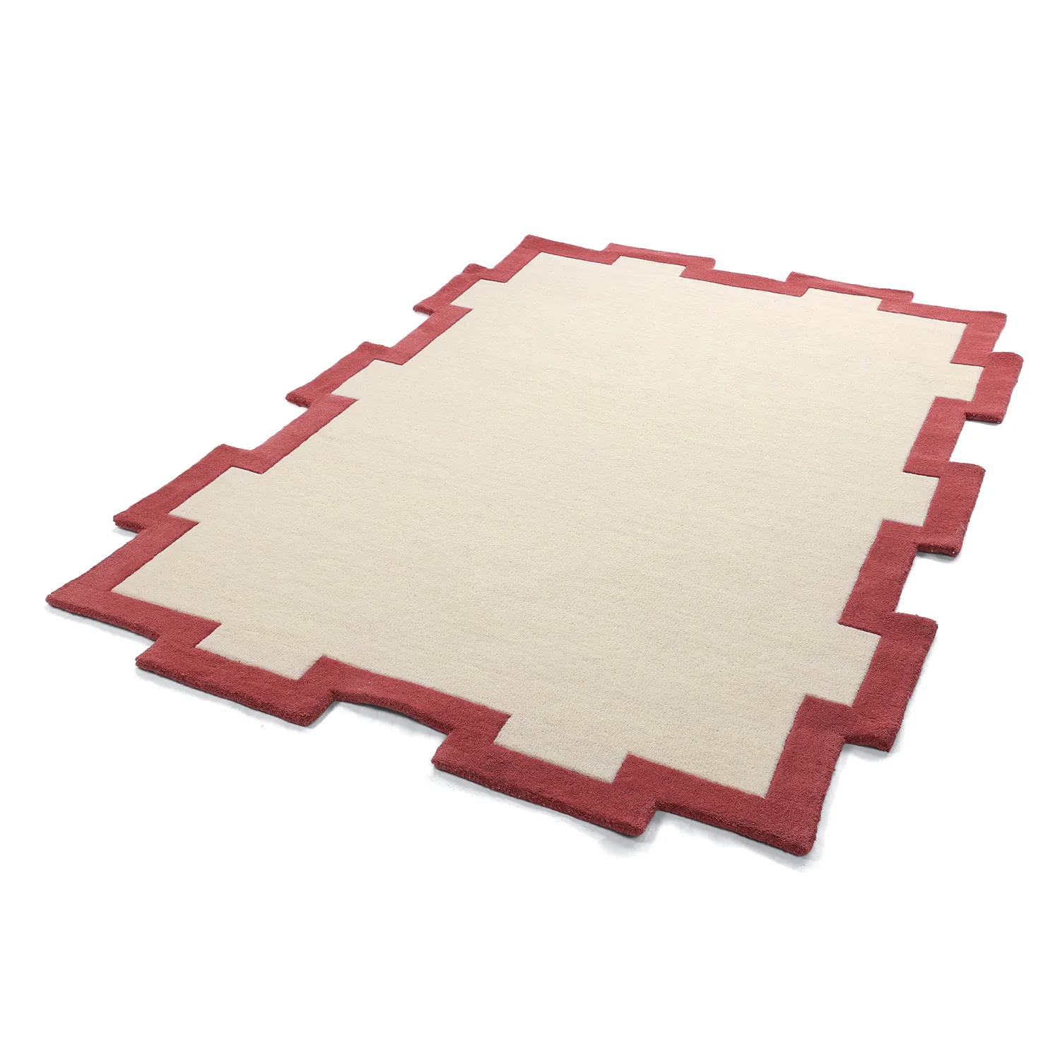 Alfombra de Lana - Agra Hand Tufted Wool Premium (crema/rojo)