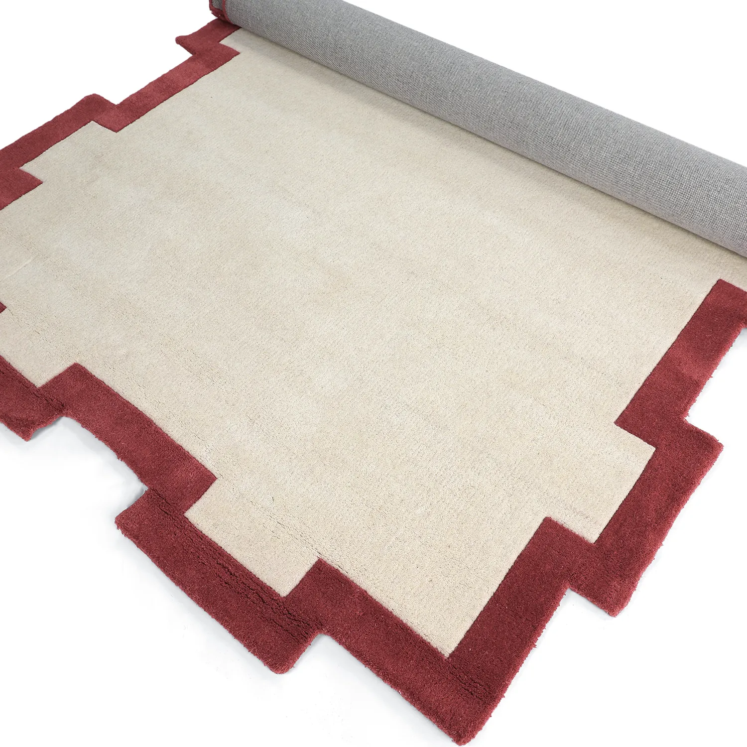 Alfombra de Lana - Agra Hand Tufted Wool Premium (crema/rojo)