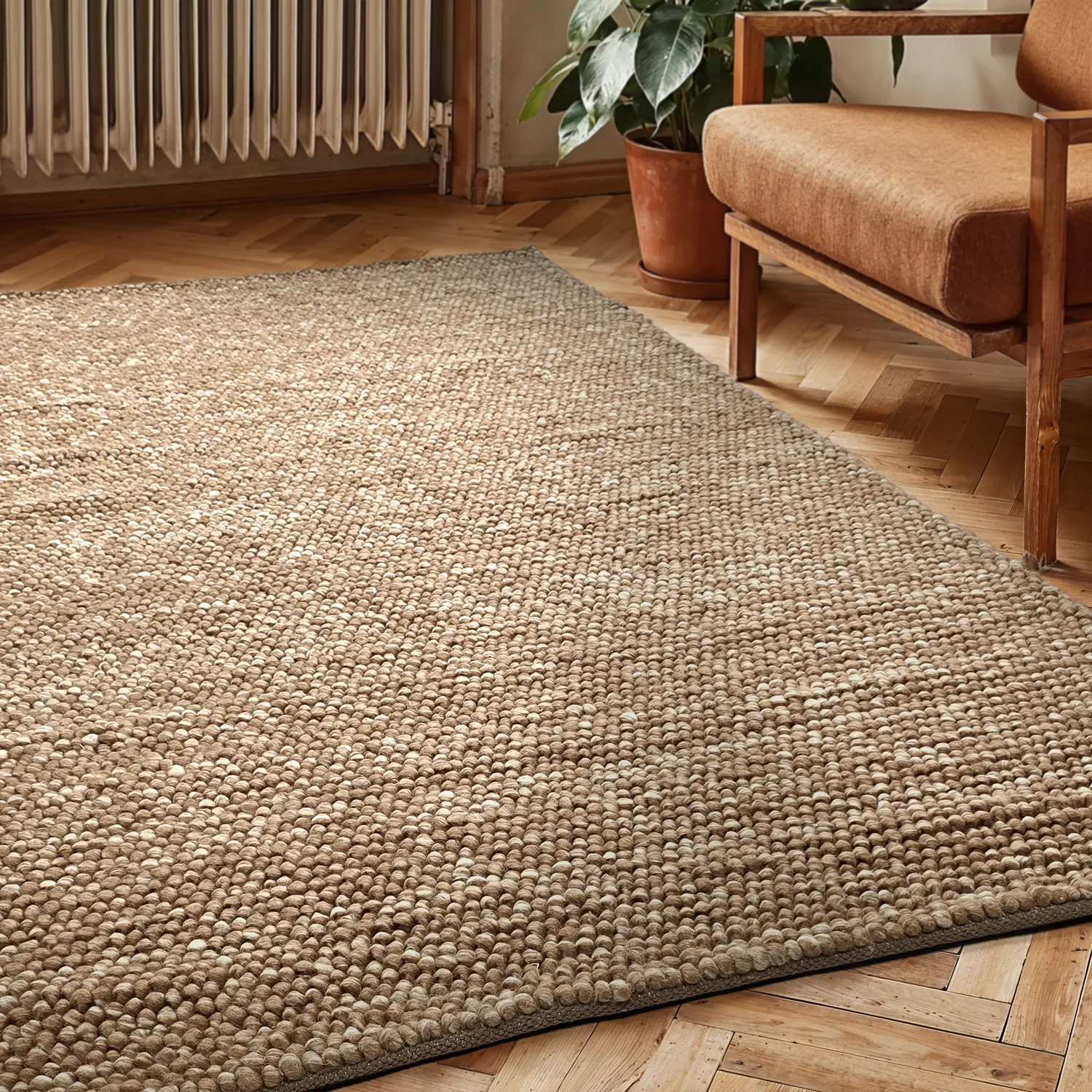 Alfombra de Lana - Avafors Wool Bubble (marrón claro/blanco)