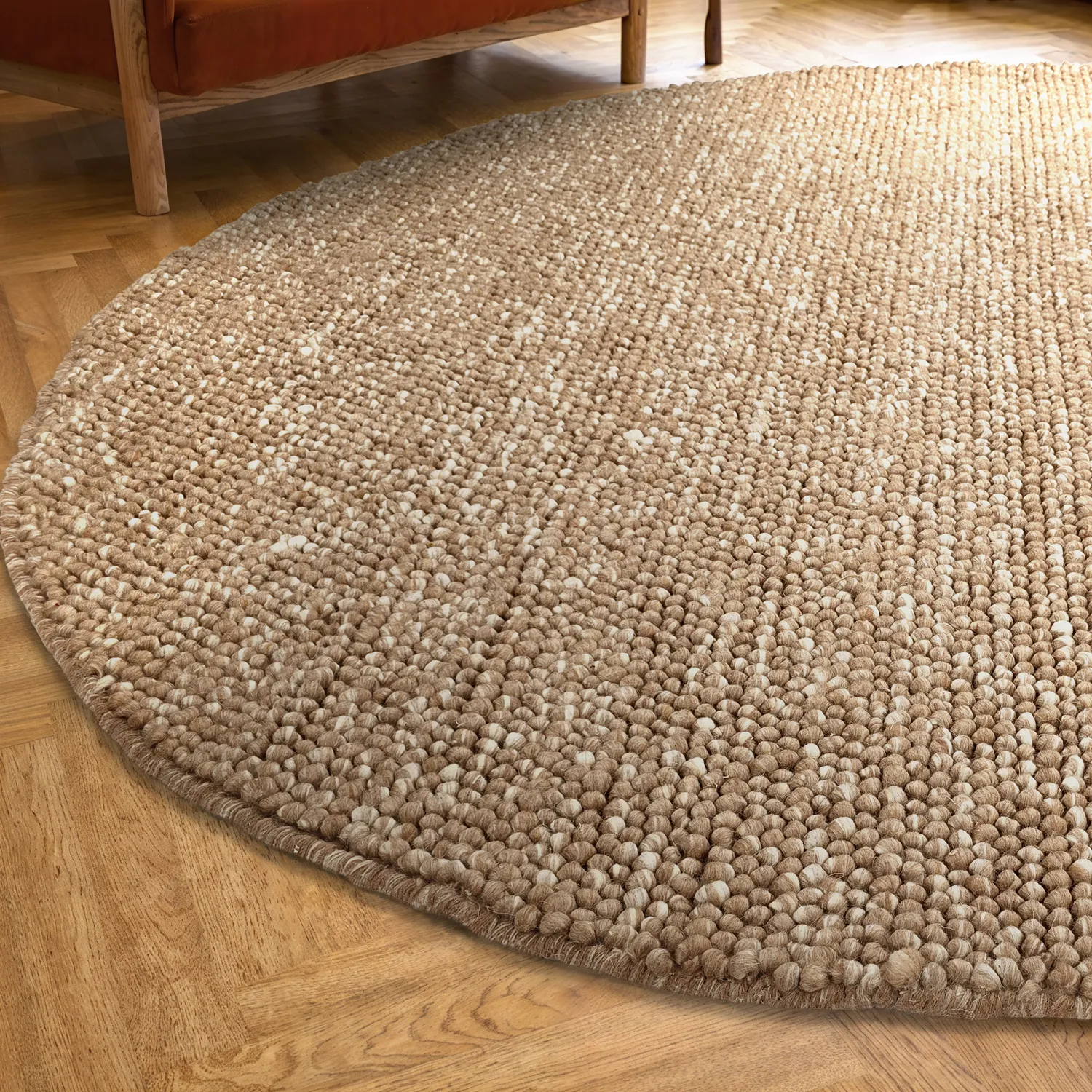 Alfombras redondeadas - Avafors Wool Bubble (marrón claro/blanco)