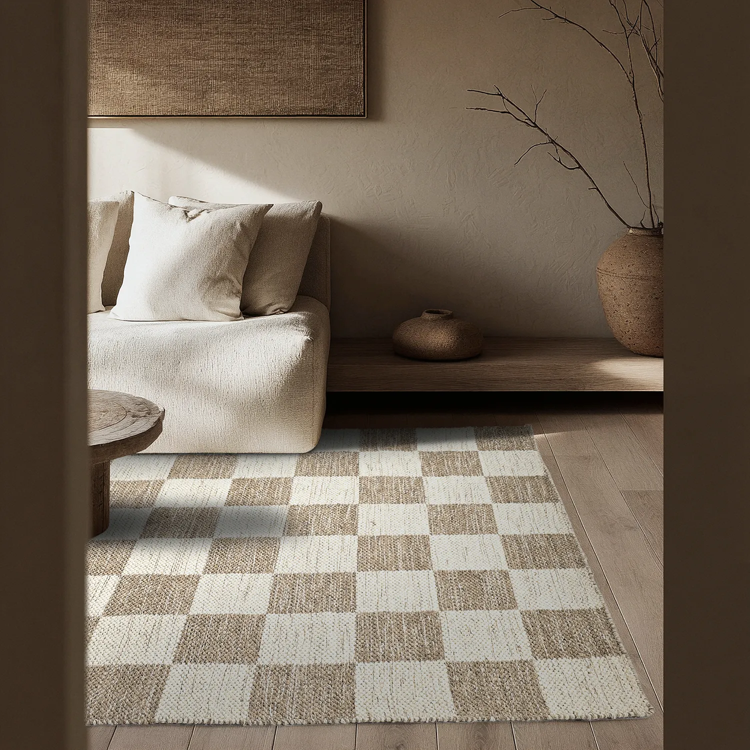 Alfombra de Lana - Dundee (beige/blanco)